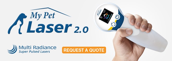 Text on image with hand holding My Pet Laser 2.0